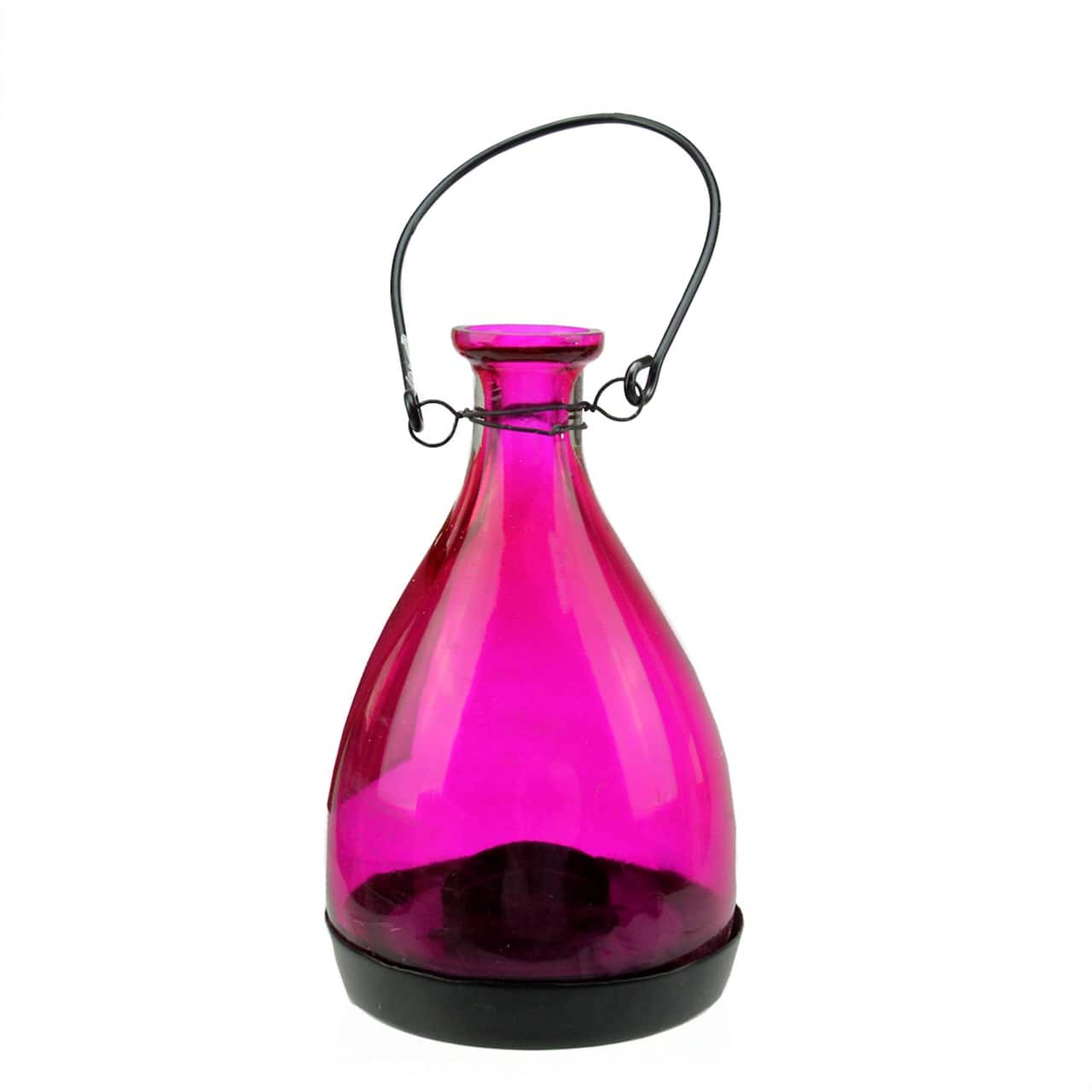 6.25&#x22; Transparent Pink Glass Bottle Tea Light Candle Lantern